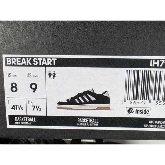 Adidas Break Start Low Casual Shoes Sneakers Size M8 W9 Black White Gum main image 7